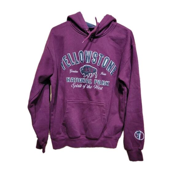 Yellowstone National Park Spirit Of The West Hoodie Pullover Adult Small Maroon - Picture 1 of 7